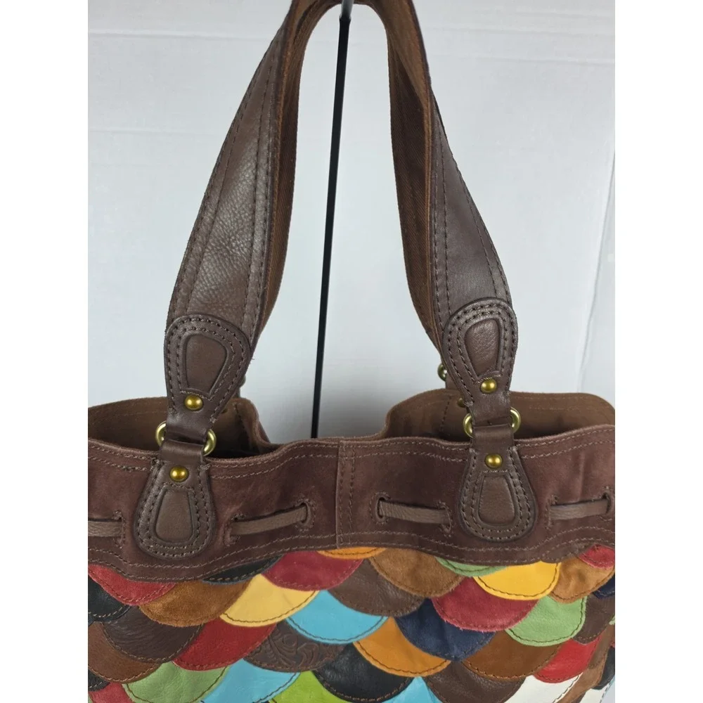 Vtg Y2K Lucky Brand Sabrina Hobo/Shoulder Bag Scalloped Patchwork Leather